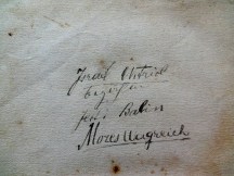 Inscription by Israel Witriol, Joseph Witriol's father
