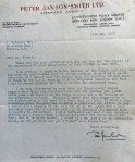 Letter from Peter Janson-Smith to Joseph Witriol 1957